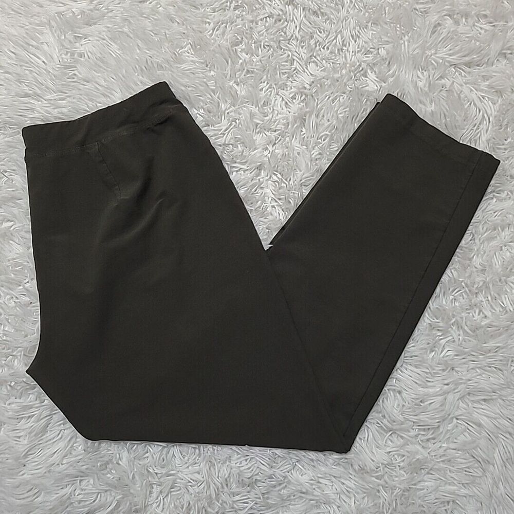 Eileen Fisher Viscose Pull On Elastic Waist Crop Pants SZ Medium Green Career